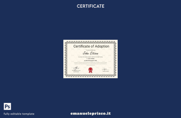 stile verificato Modello di certificato di adozione della comunità di Willows Co